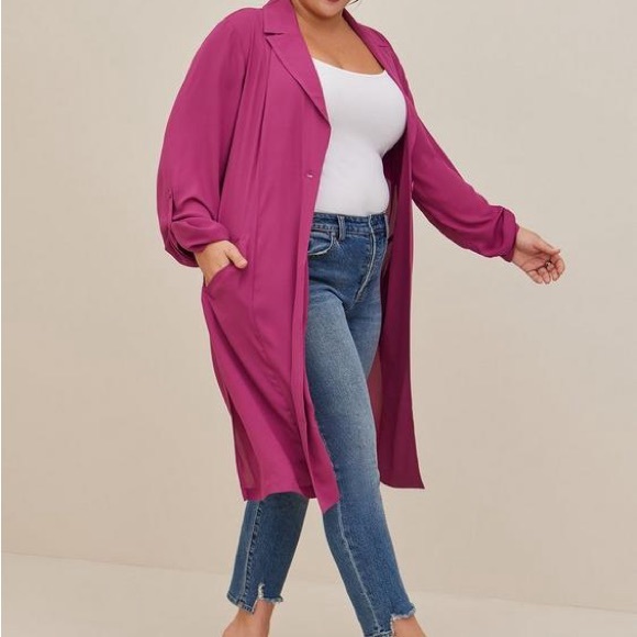 Torrid Chiffon Fuschia Trench Dress 2X - Picture 2 of 6